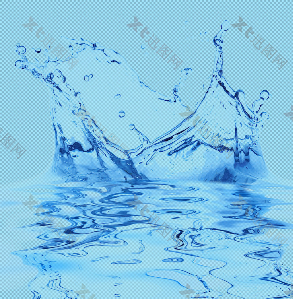蓝色水花免抠png透明图层素材