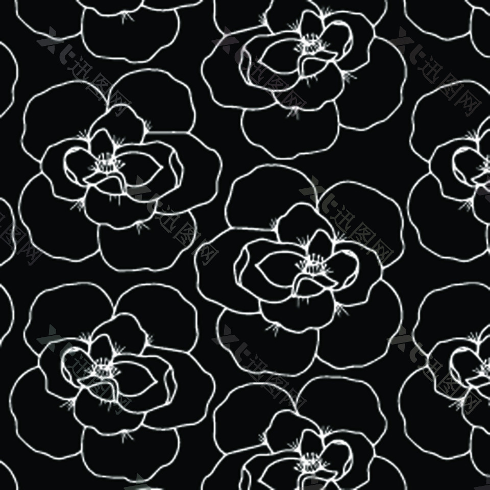 黑色植物花卉图案背景素材