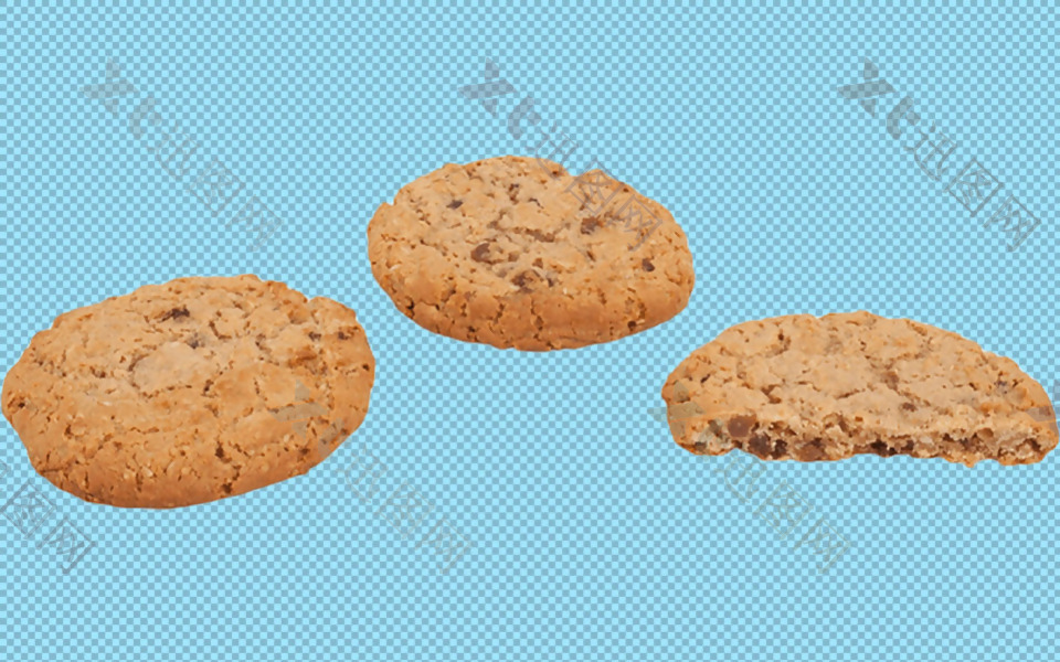 三个粗粮饼干免抠png透明图层素材