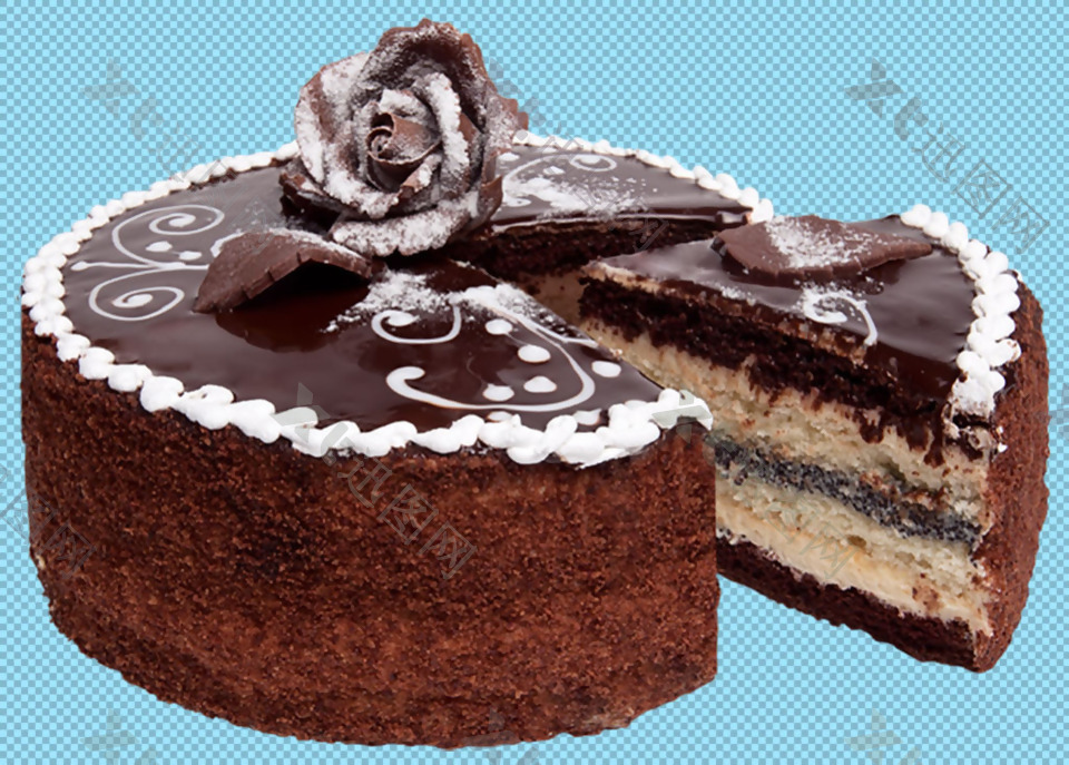 棕色巧克力蛋糕免抠png透明图层素材