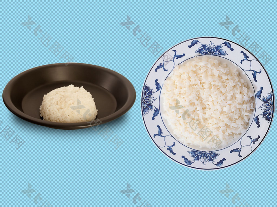 两盘大米饭免抠png透明图层素材