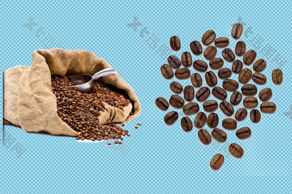 袋装咖啡豆免抠png透明图层素材