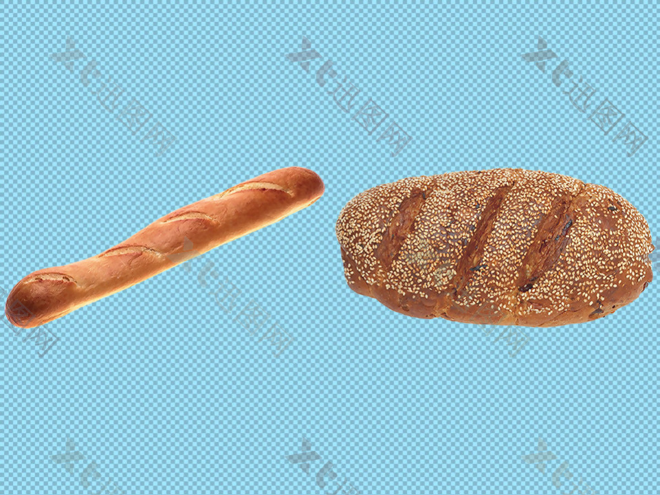 两种面包免抠png透明图层素材