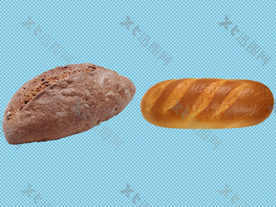 两片小面包免抠png透明图层素材