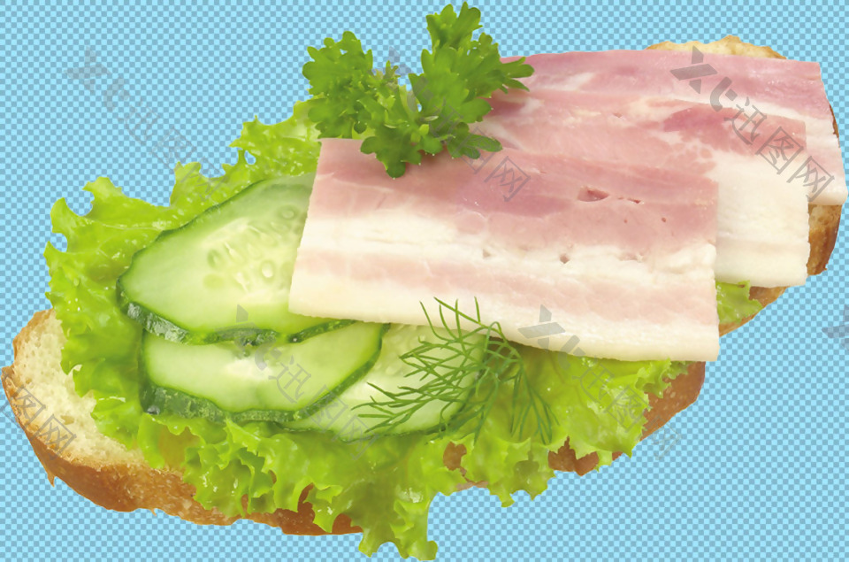 生菜火腿肠三明治免抠png透明图层素材