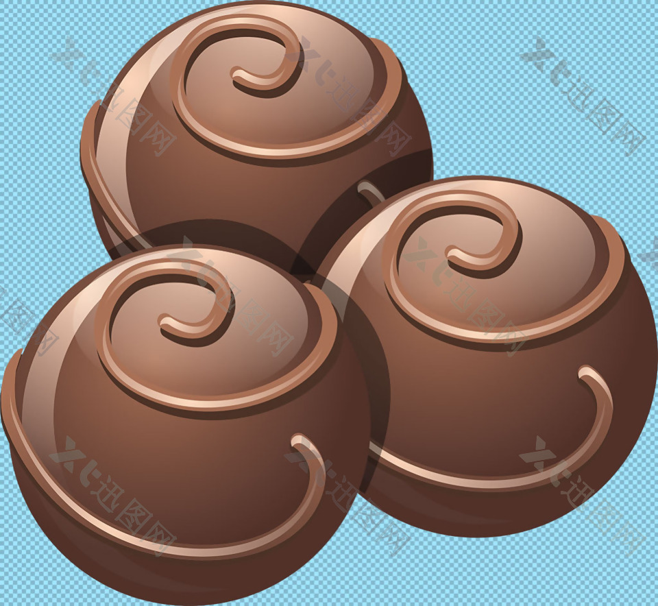 三颗圆形巧克力免抠png透明图层素材