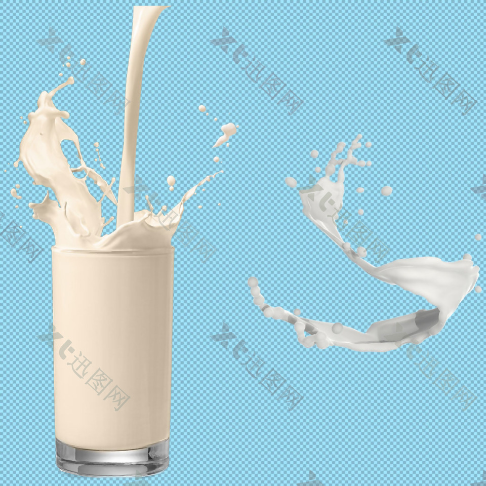 一杯飞溅的牛奶免抠png透明图层素材