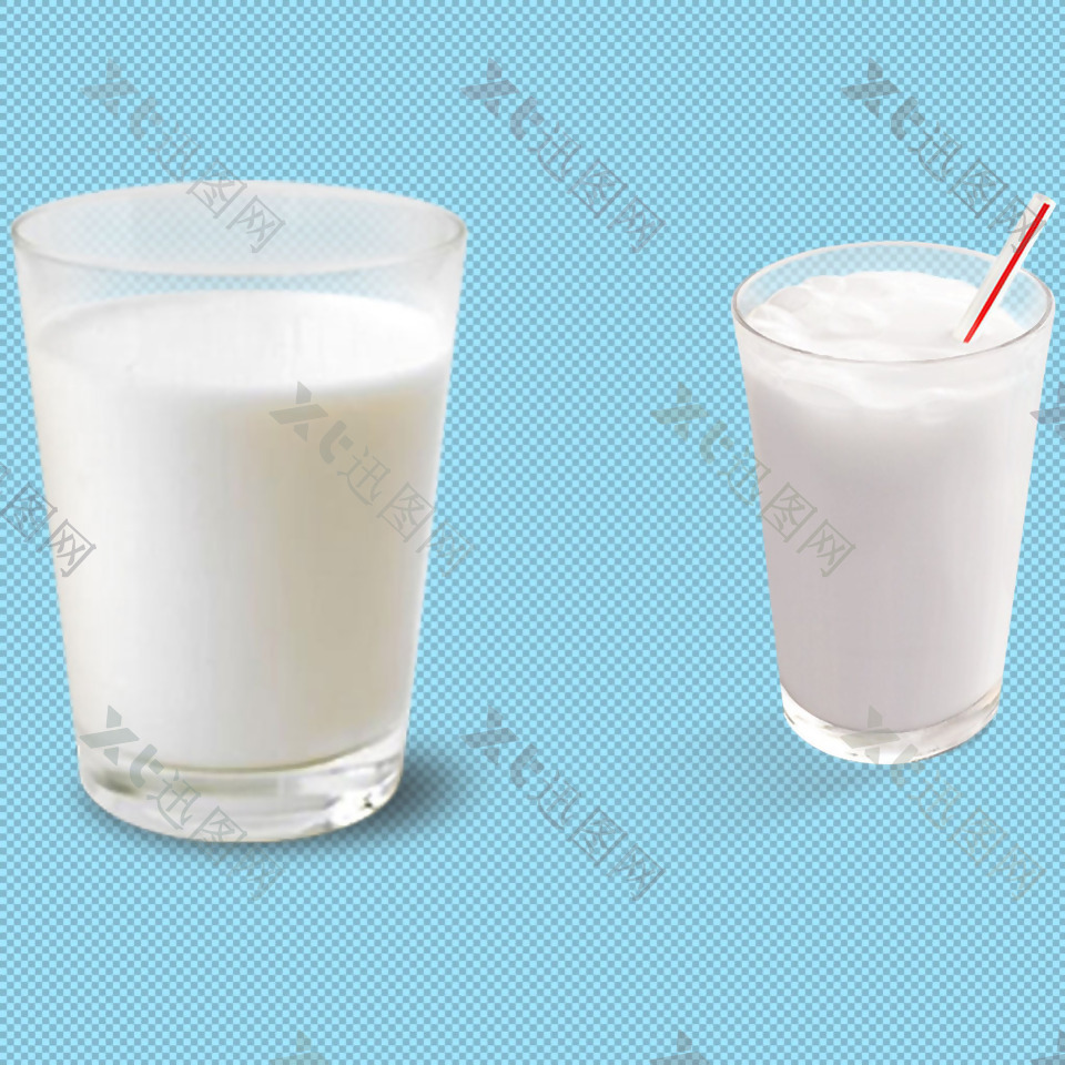 两杯牛奶免抠png透明图层素材