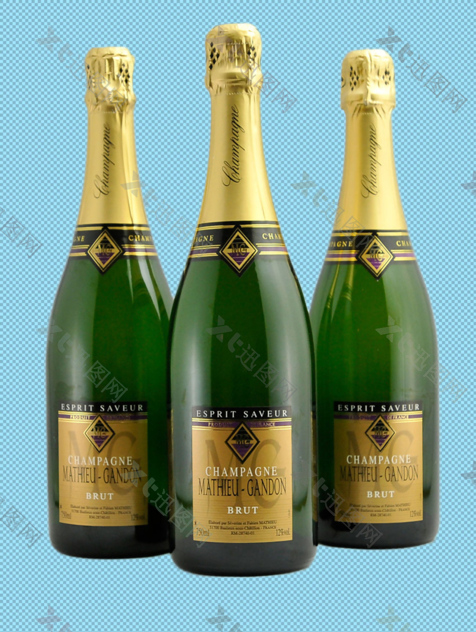 三瓶香槟酒免抠png透明图层素材