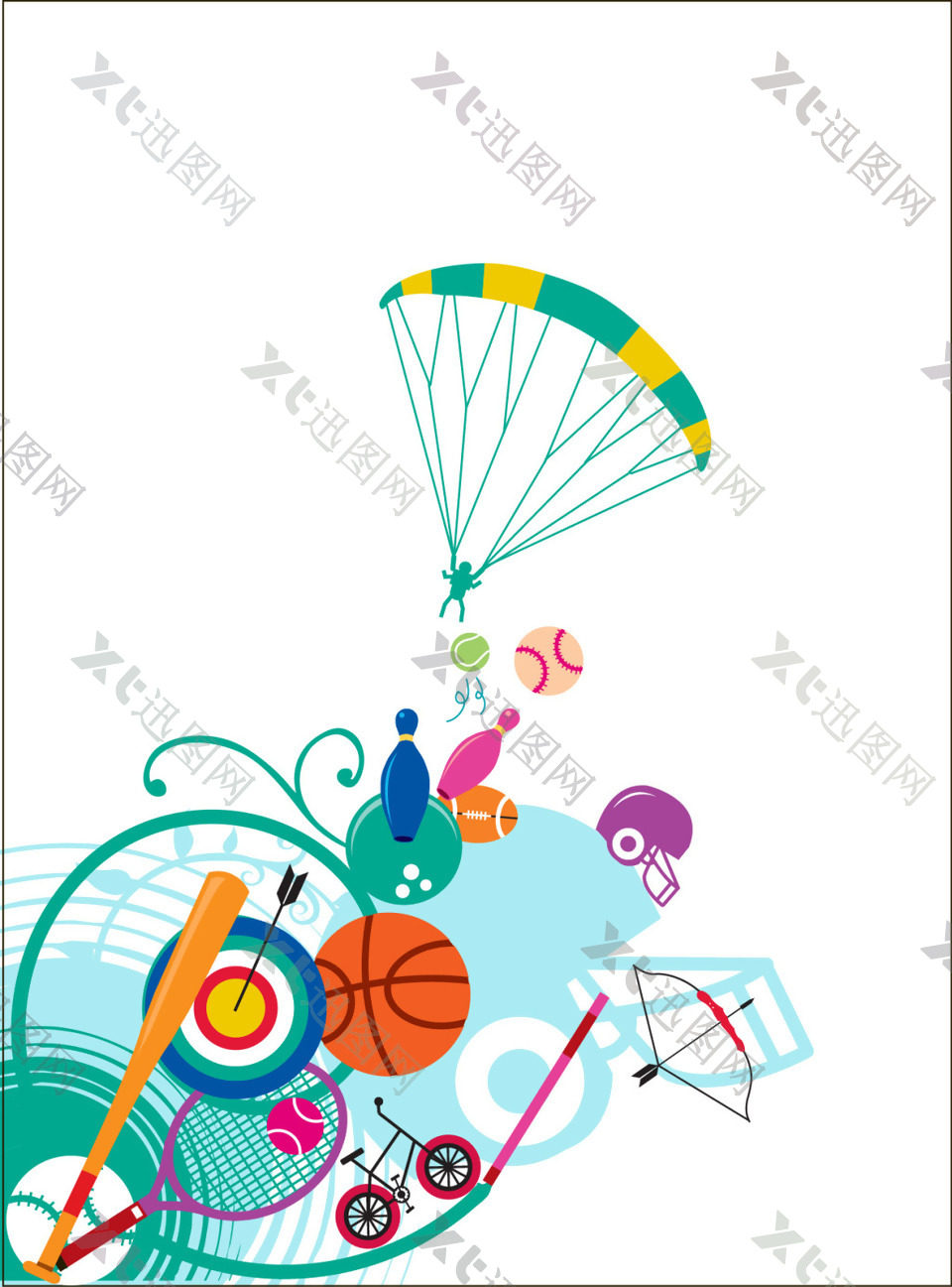 降落伞运动球类素材设计