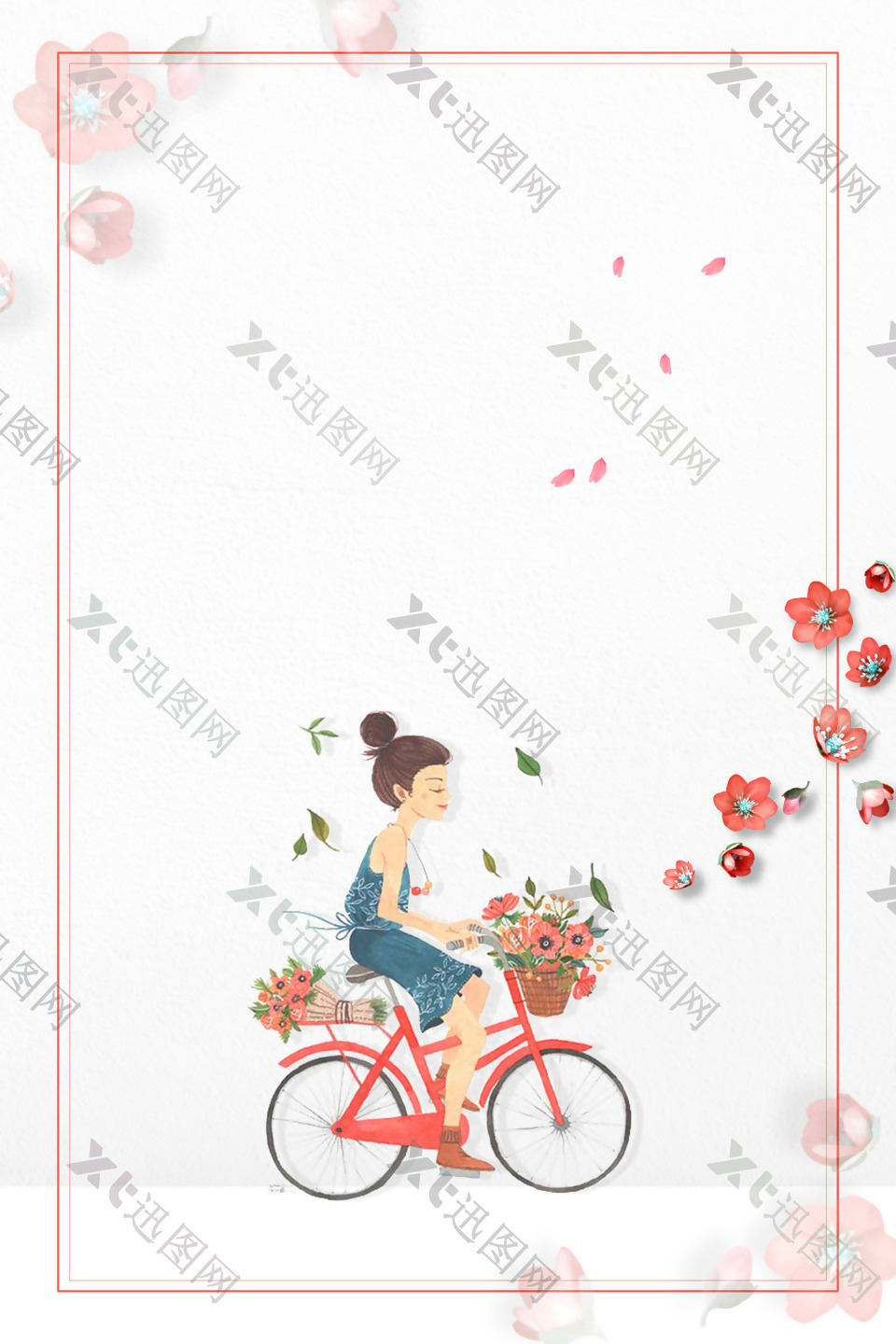 浪漫温馨花朵单车背景