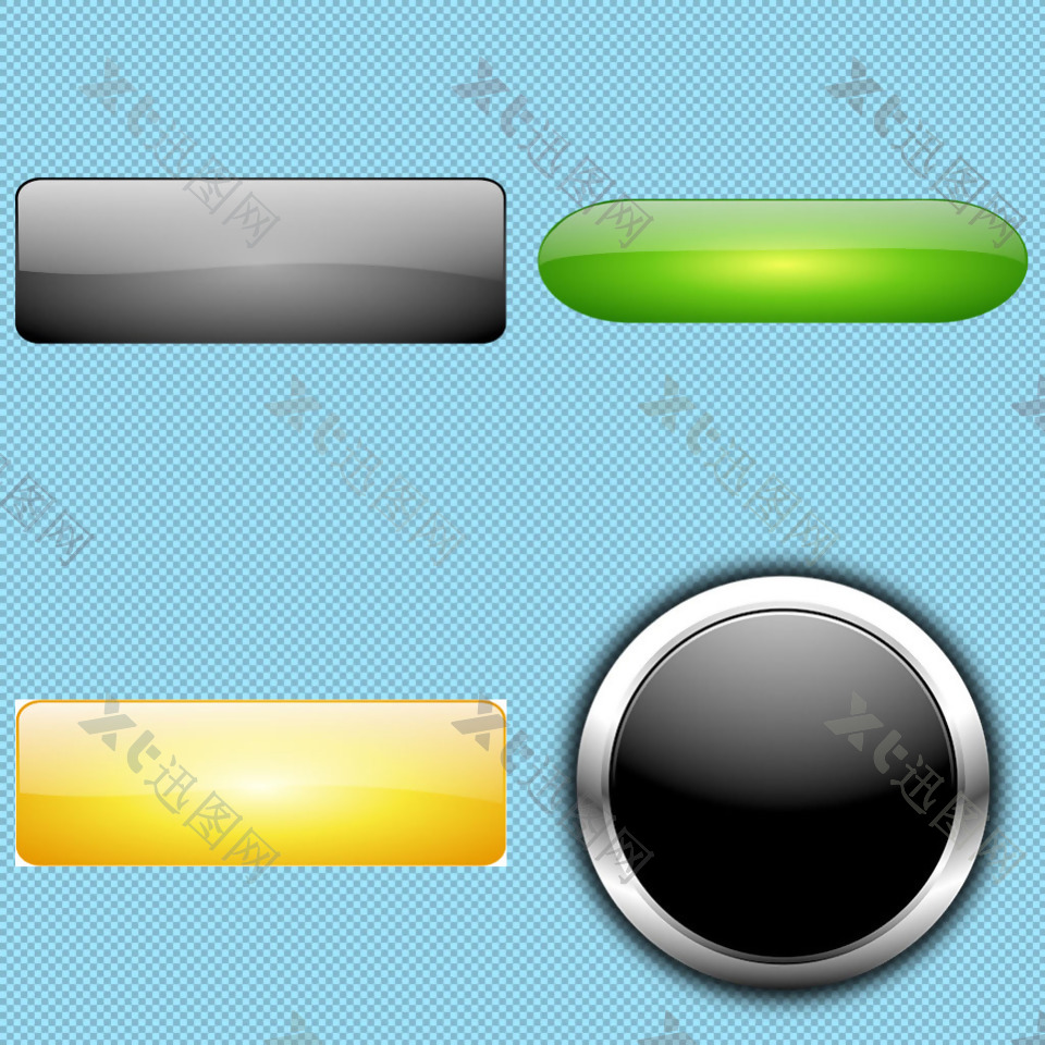 四种漂亮的按钮免抠png透明图层素材