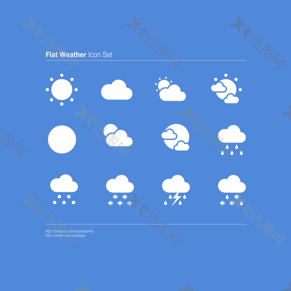 天气白色图标psd素材icon