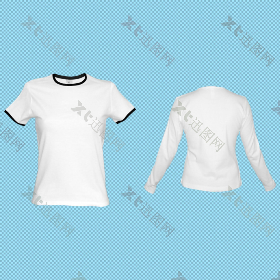 两种白色T恤衫免抠png透明图层素材
