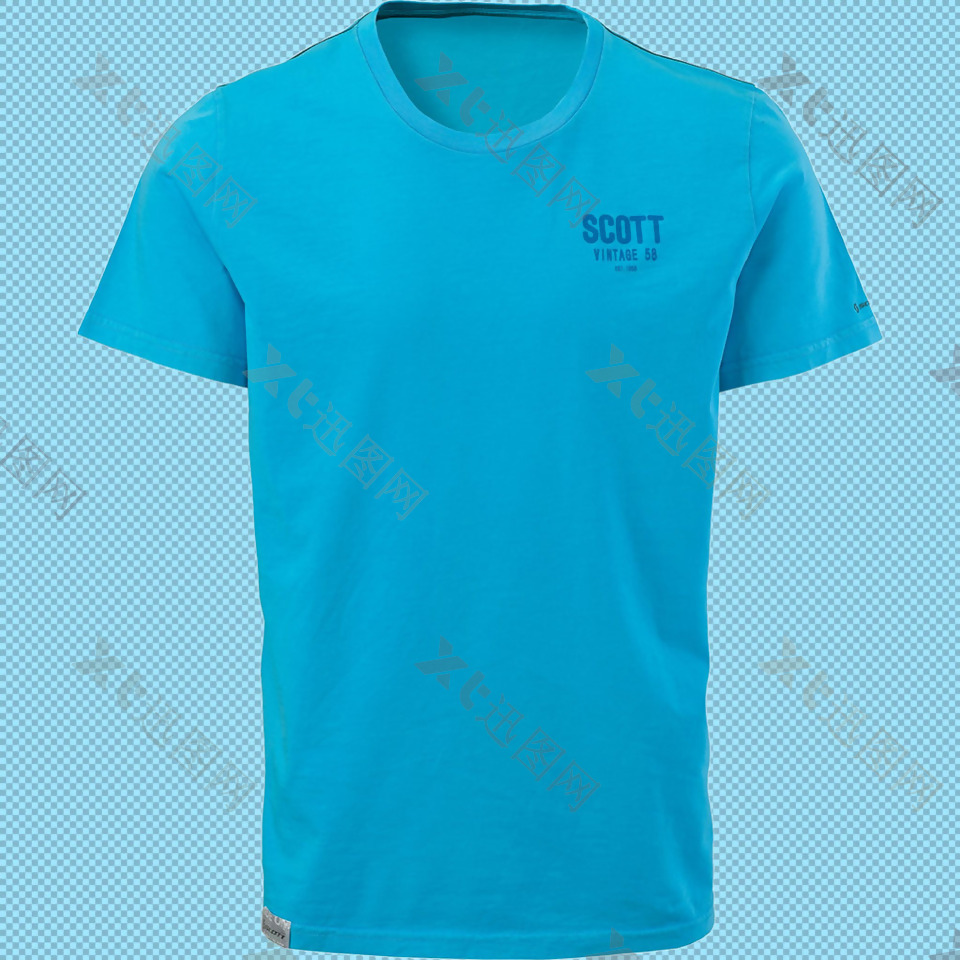 蓝色T恤衫免抠png透明图层素材