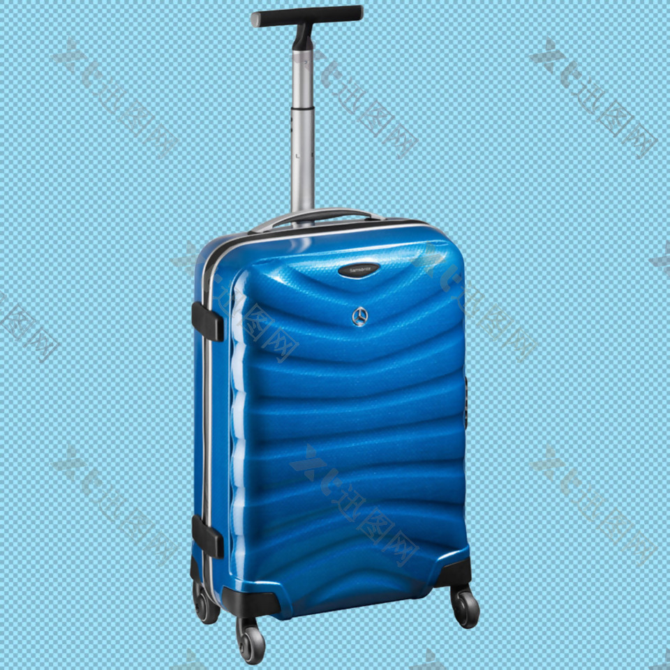 蓝色行李箱免抠png透明图层素材