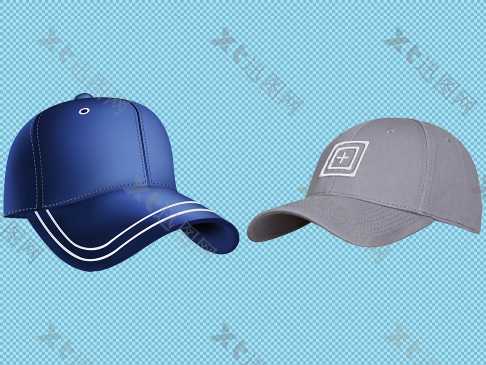 两种棒球帽免抠png透明图层素材