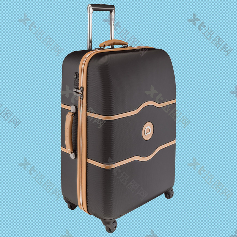 棕色漂亮行李箱免抠png透明图层素材