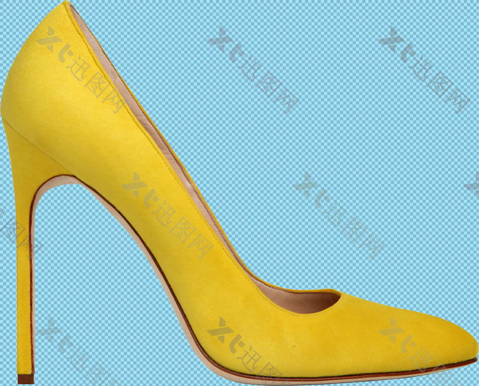 黄色高跟女鞋免抠png透明图层素材