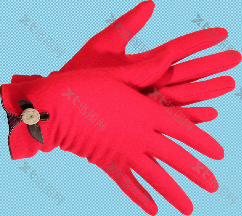 红色女士手套免抠png透明图层素材