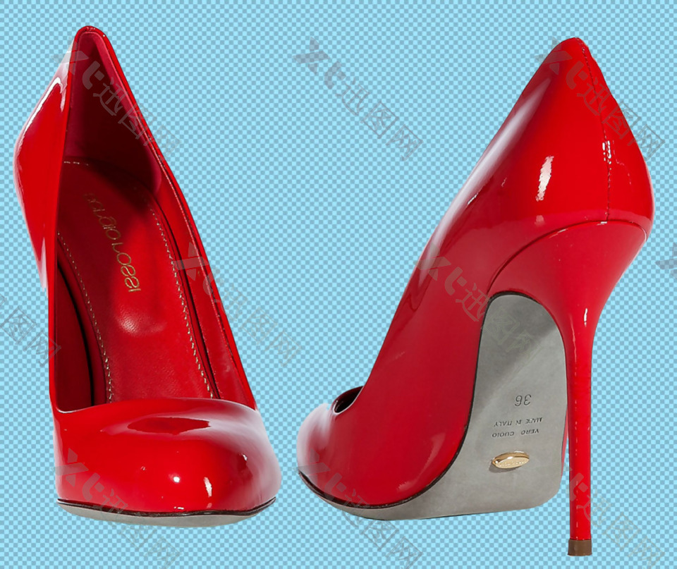 红色高跟女鞋免抠png透明图层素材