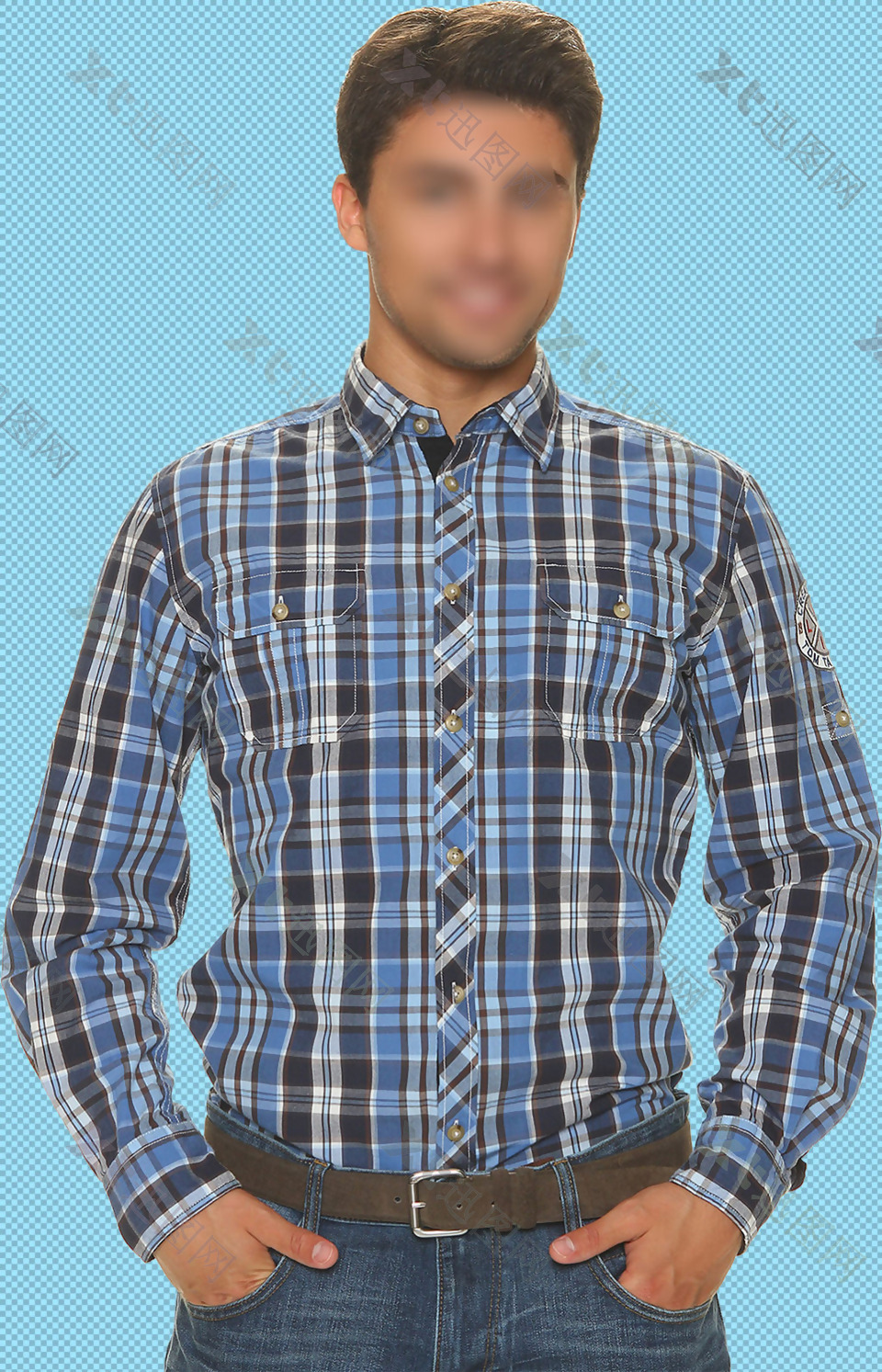 男士格子衬衫免抠png透明图层素材