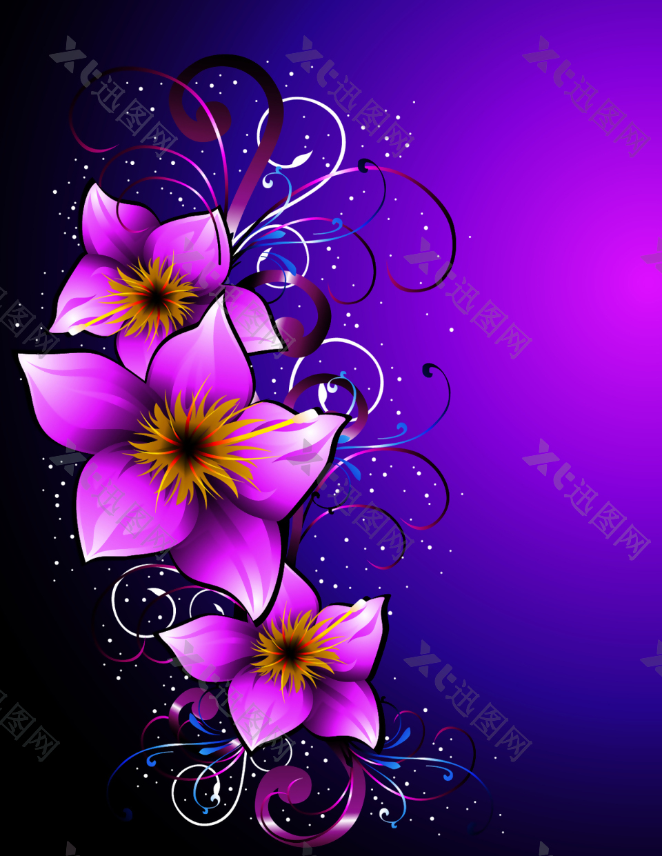 紫色花卉元素背景素材