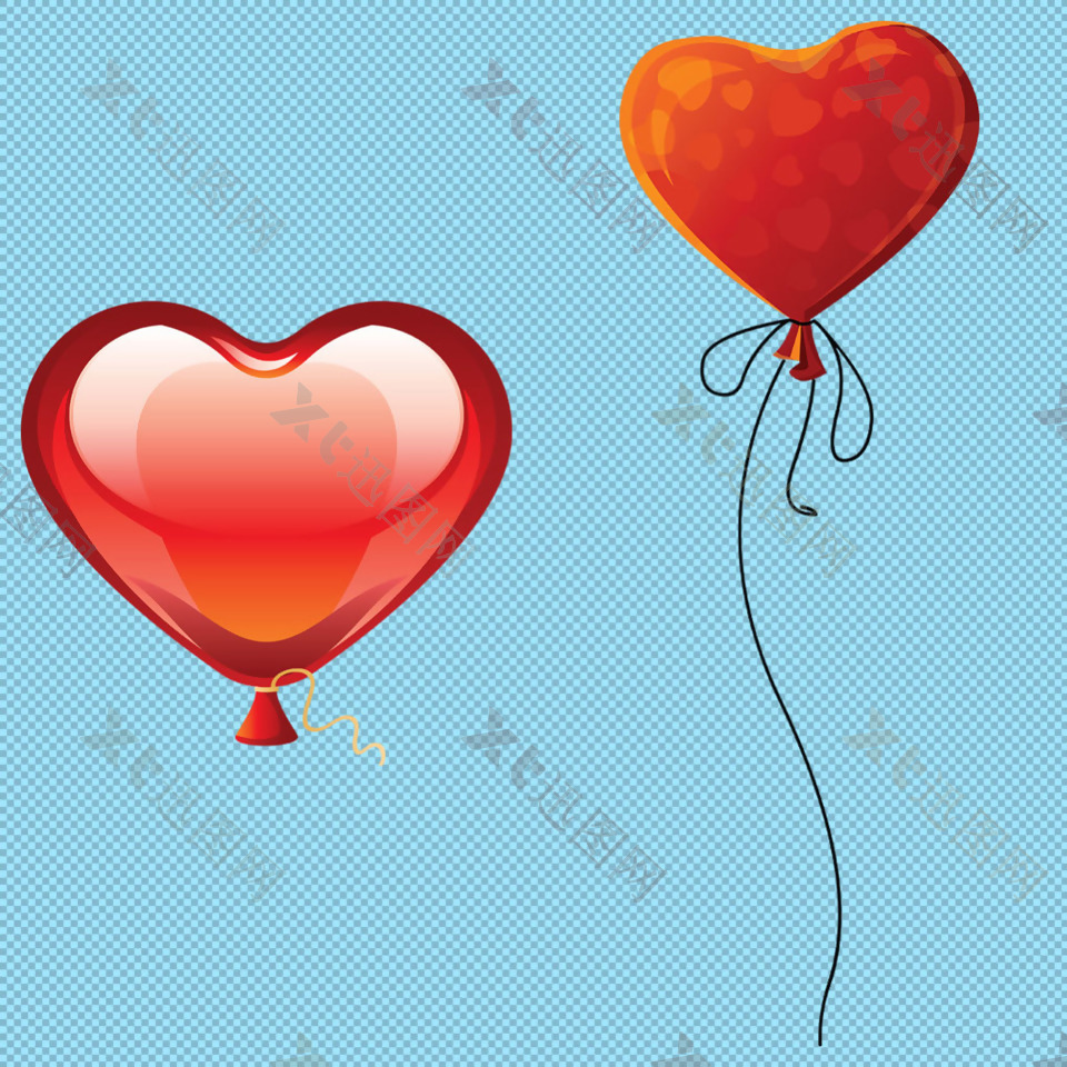 红心气球免抠png透明图层素材