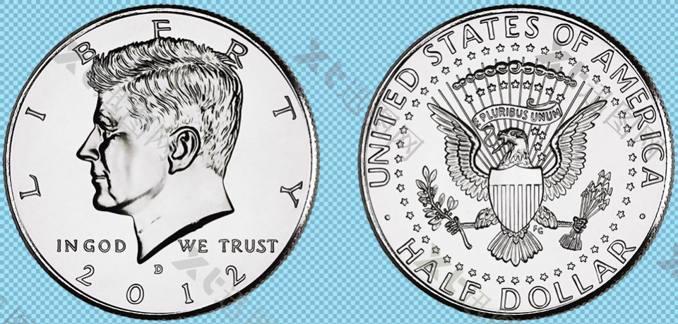 两枚外国硬币免抠png透明图层素材