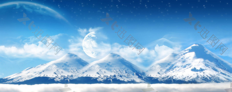 小清新大气蓝天雪山背景