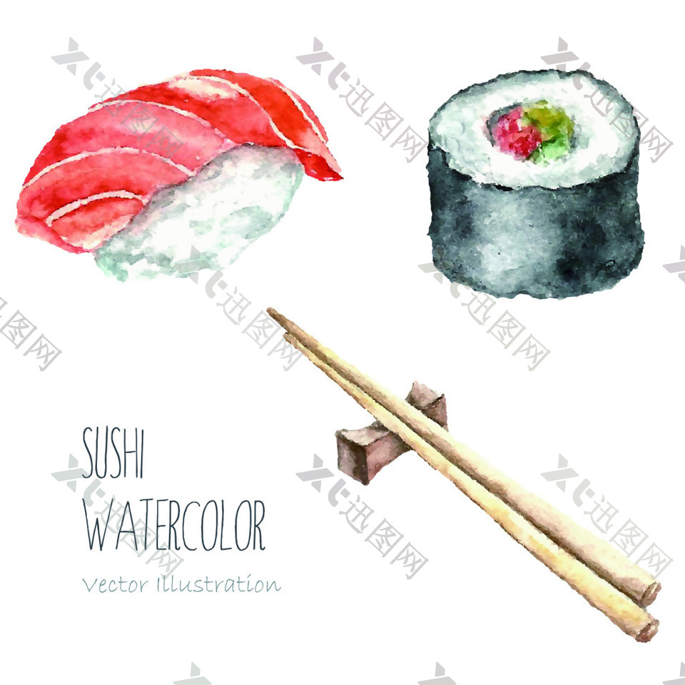 日本料理水彩装饰元素