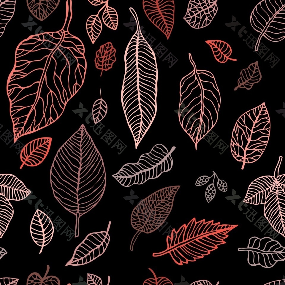 红枫树叶装饰矢量素材背景