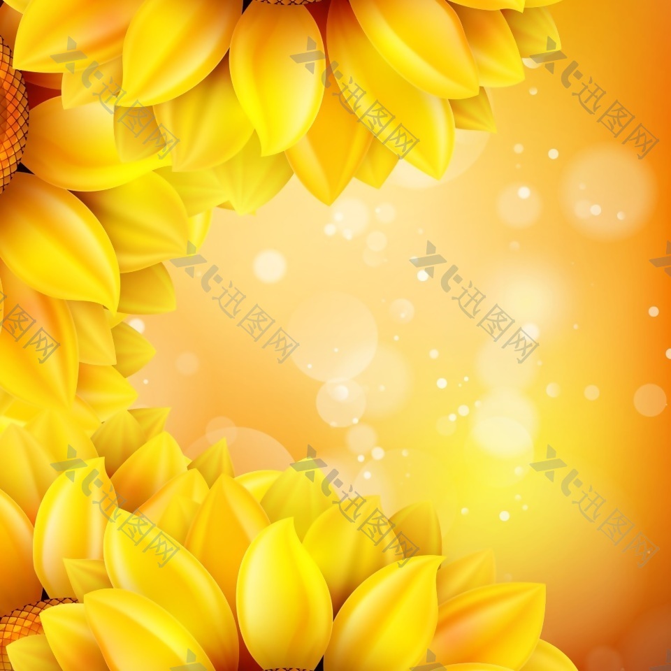 向日葵花花瓣金色背景纹理素材