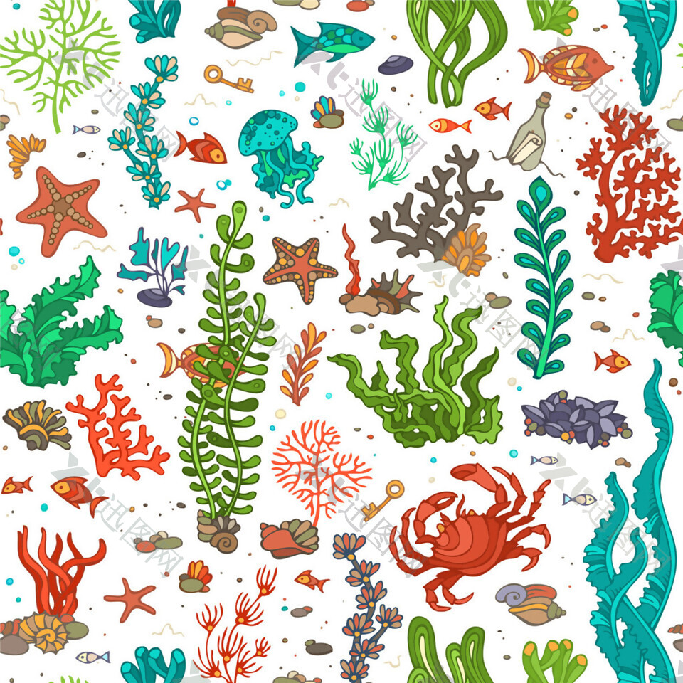 卡通海洋生物背景图