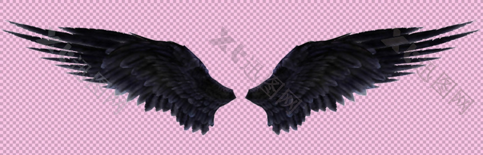 黑色展开的翅膀免抠png透明图层素材