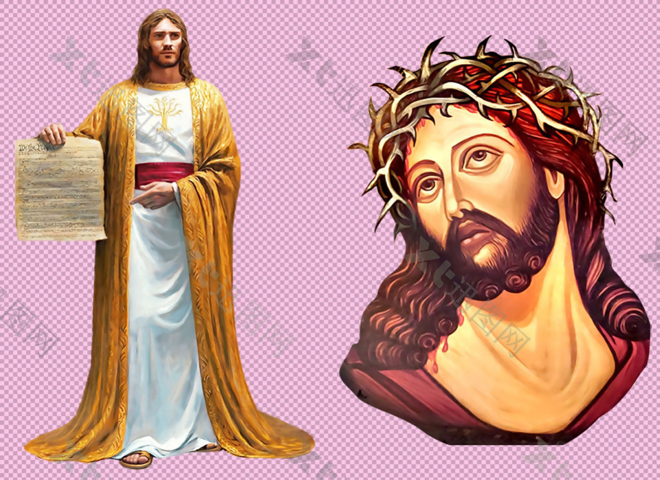 手绘耶稣像免抠png透明图层素材