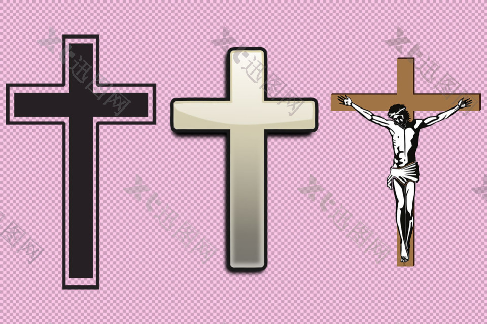 三种十字架免抠png透明图层素材