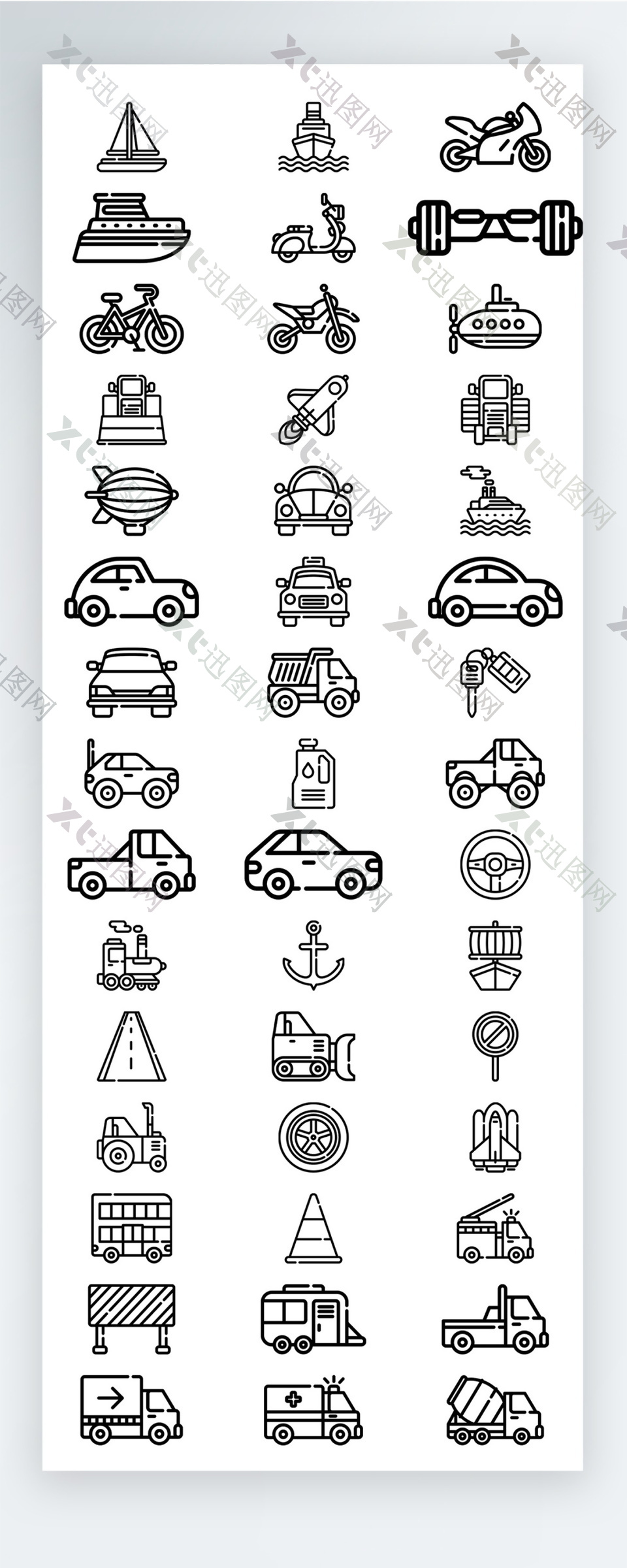交通工具汽车线性拟物图标矢量AI素材icon