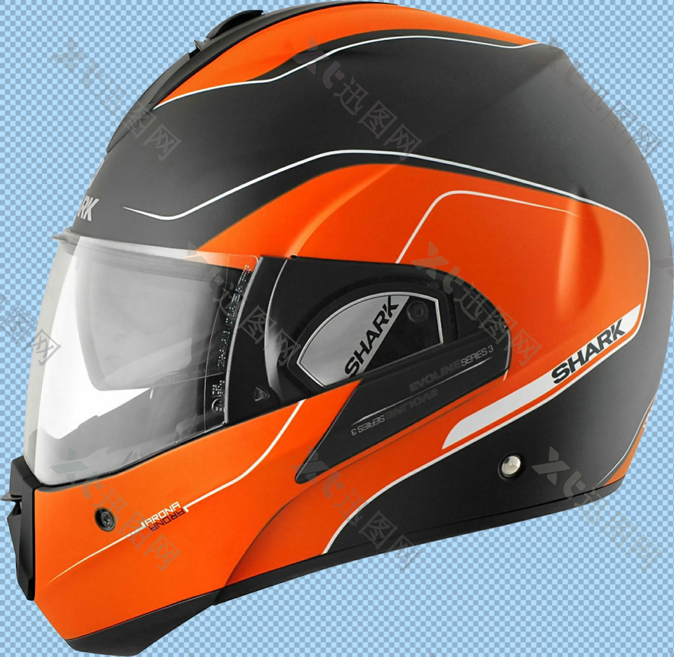 橙色摩托车头盔免抠png透明图层素材