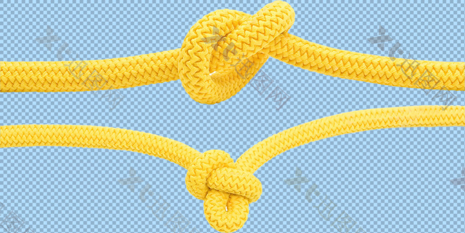 黄色打结绳索免抠png透明图层素材