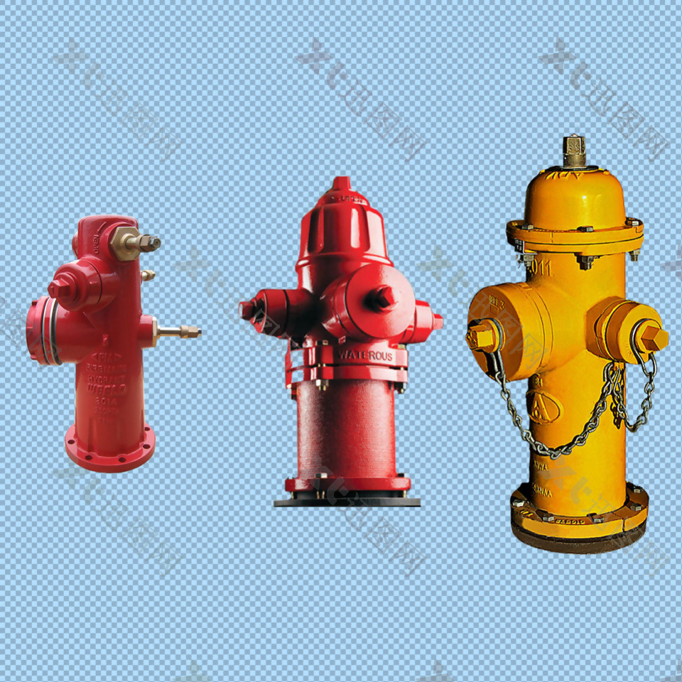 三种款式消防栓免抠png透明图层素材