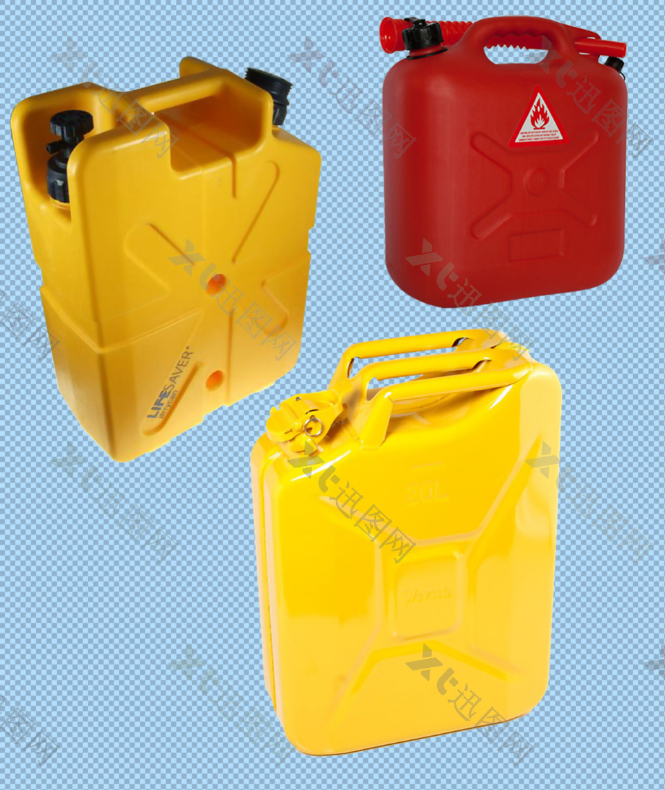 黄色红色汽油罐免抠png透明图层素材