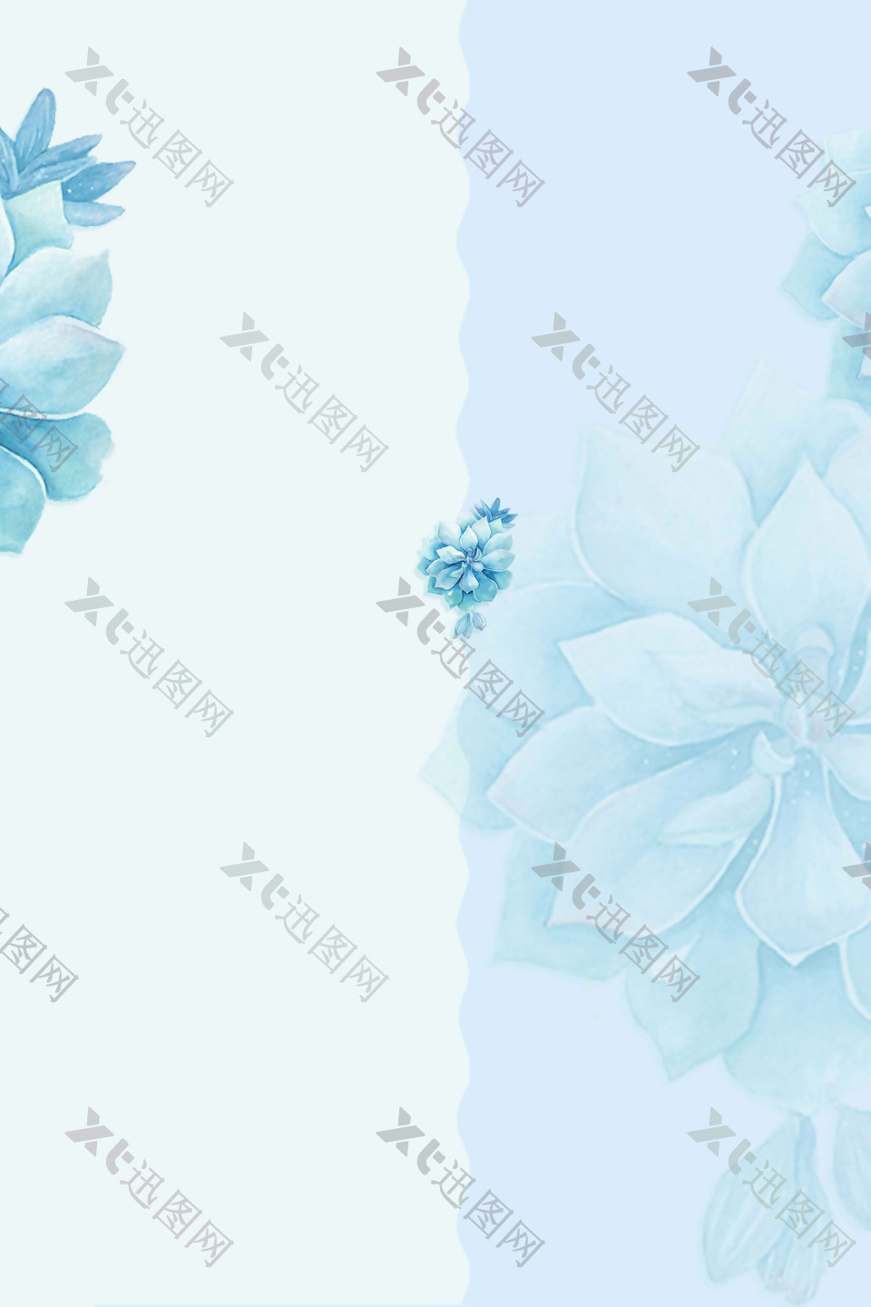 小清新蓝色花朵背景