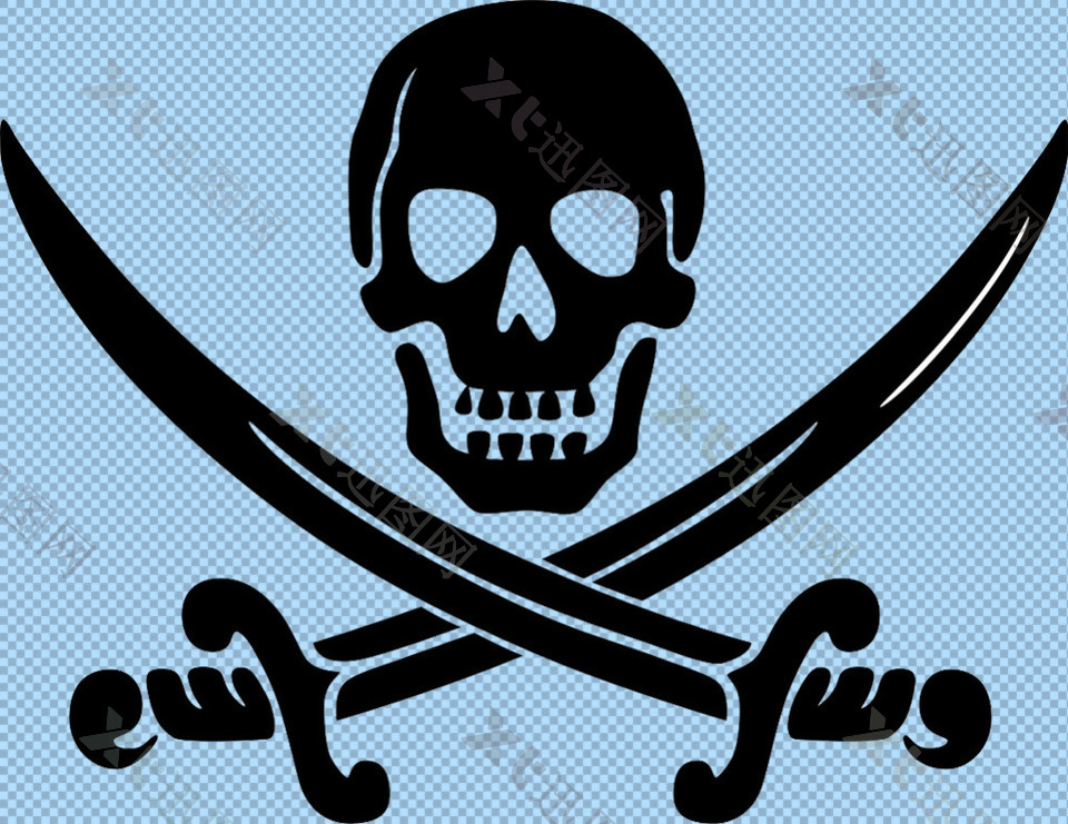 海盗骷髅大刀免抠png透明图层素材