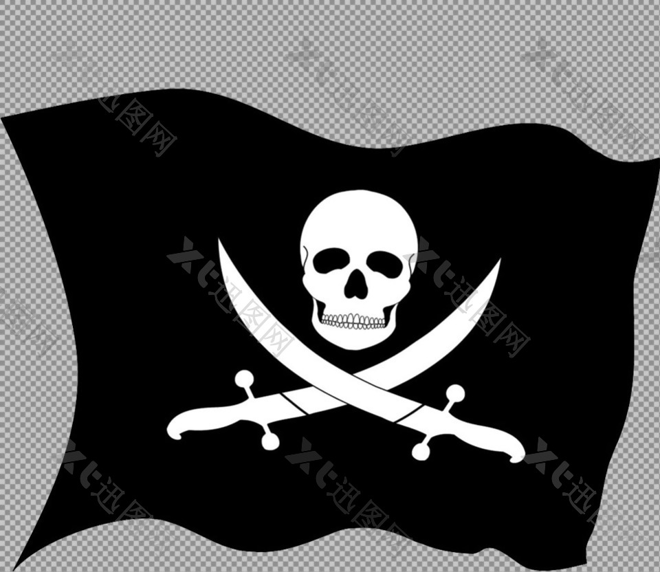 黑色海盗旗免抠png透明图层素材