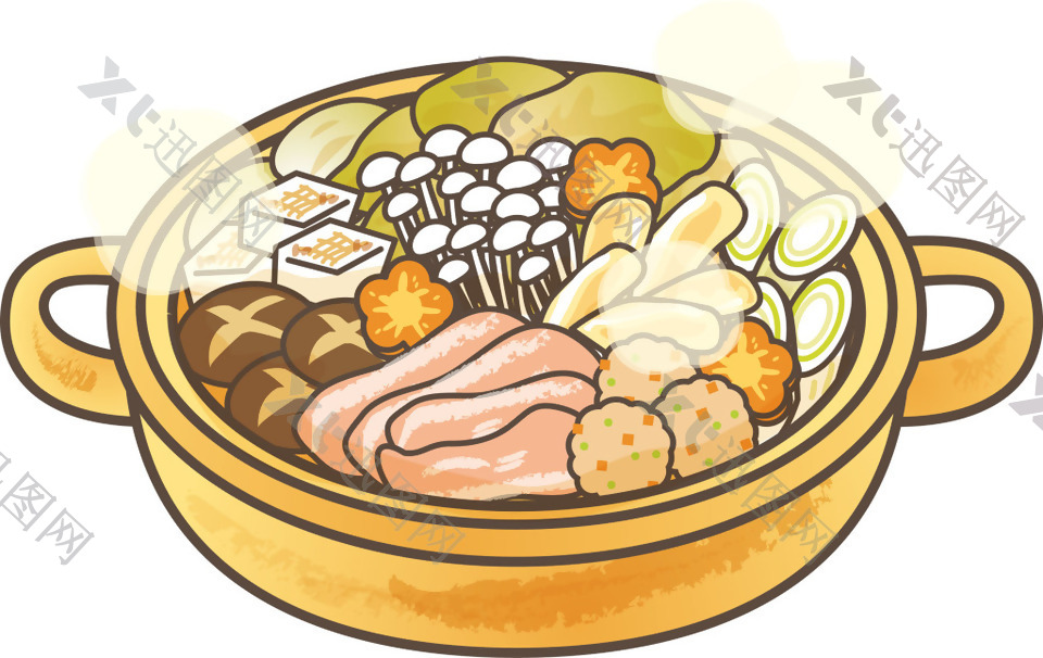 手绘食品涮锅元素