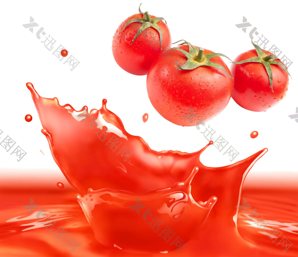手绘营养西红柿元素