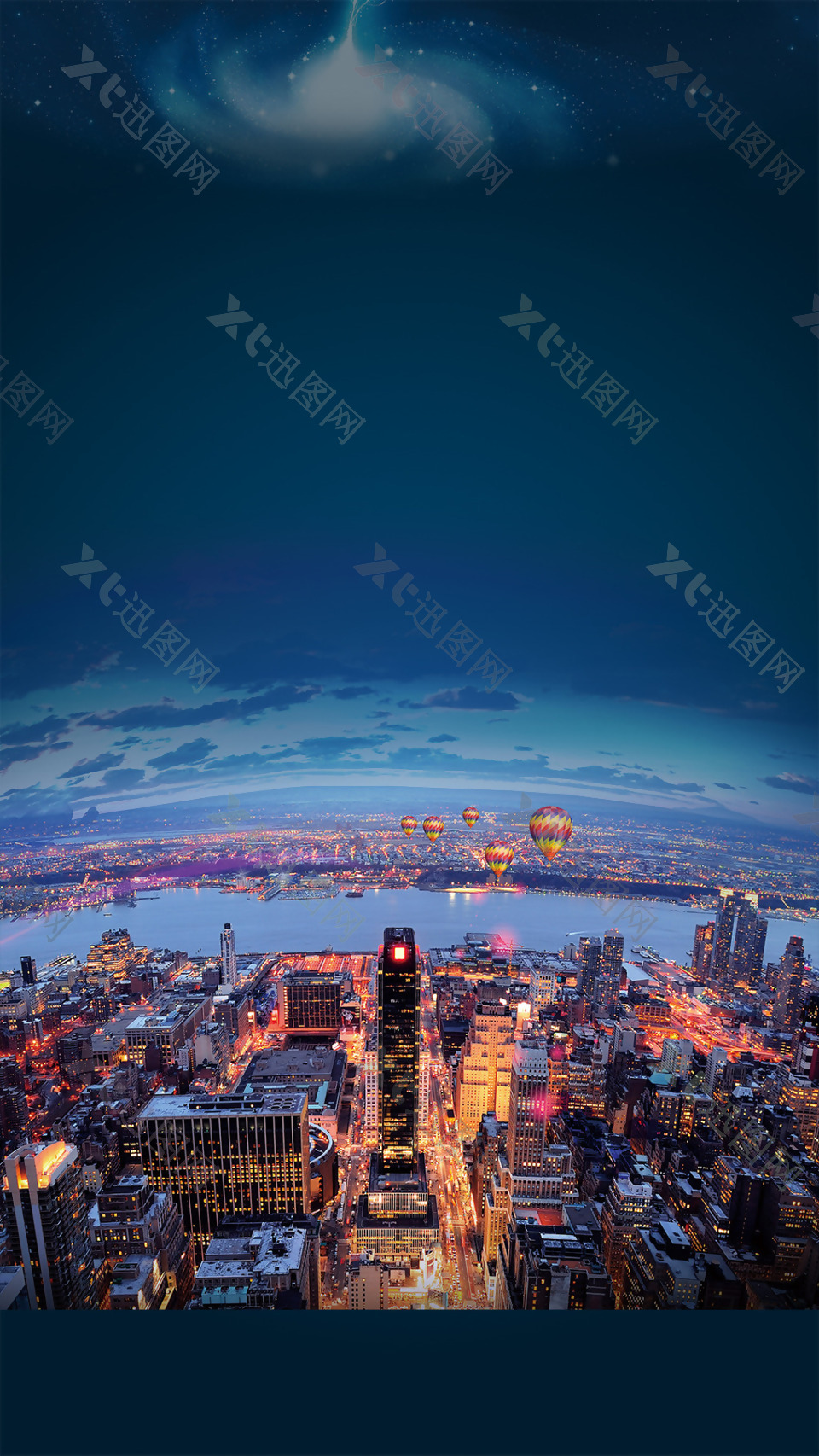 蓝色天空城市航拍H5背景素材
