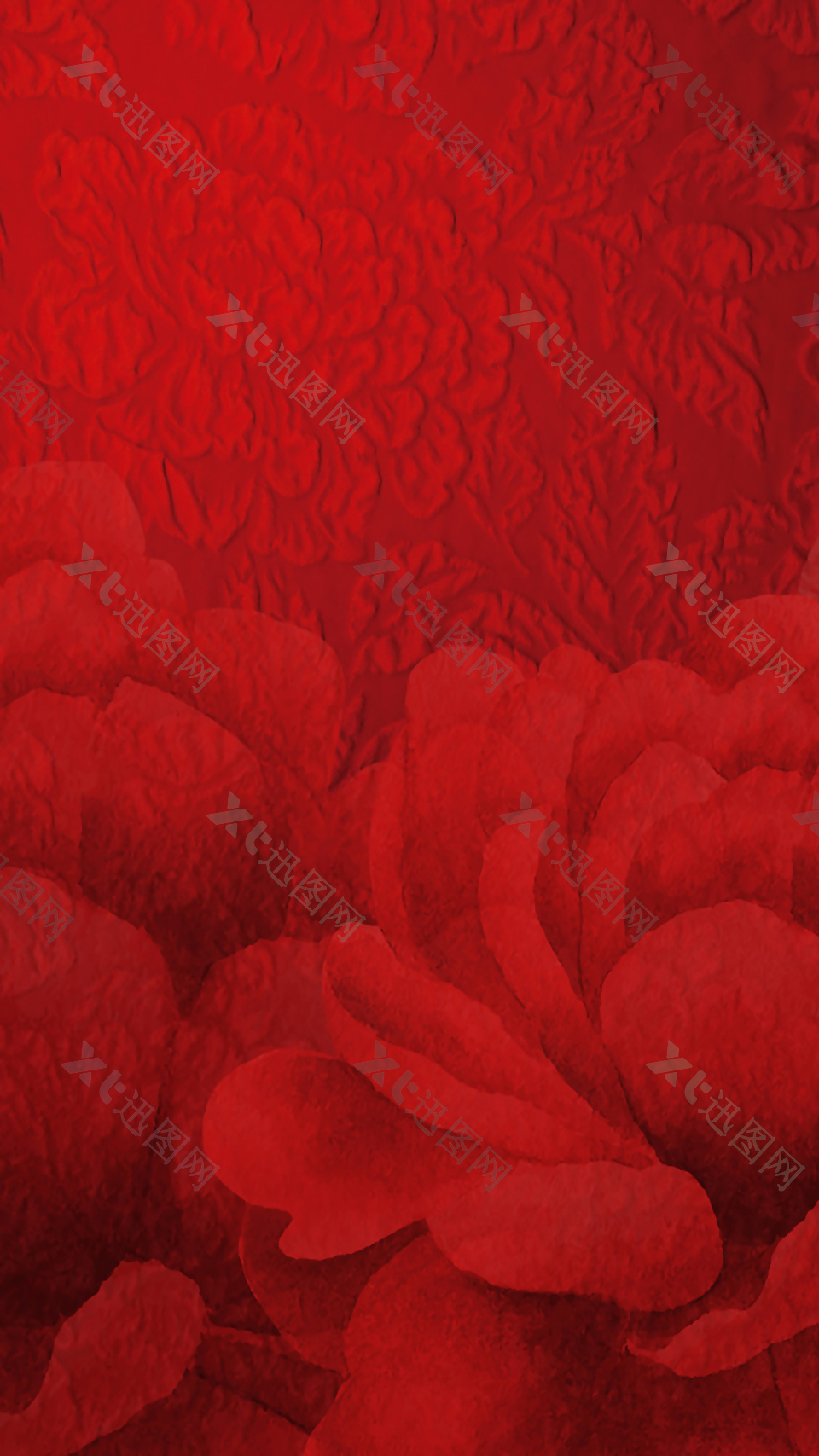 手绘红色花纹花朵H5背景素材