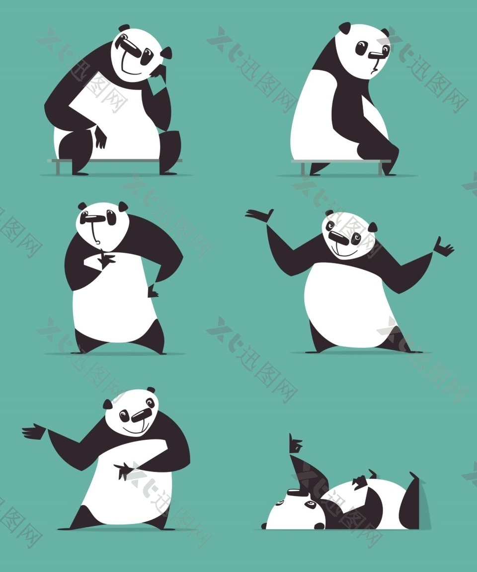 可爱跳舞的矢量大熊猫素材